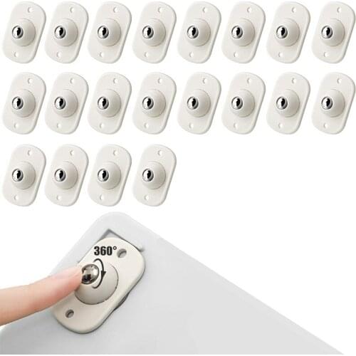 20Pcs Caster Pulley 360 Degrees Universal Wheel Sticky Low-noise No-Scratches Storage Box Roller, Stainless Steel/Plastic Pulley