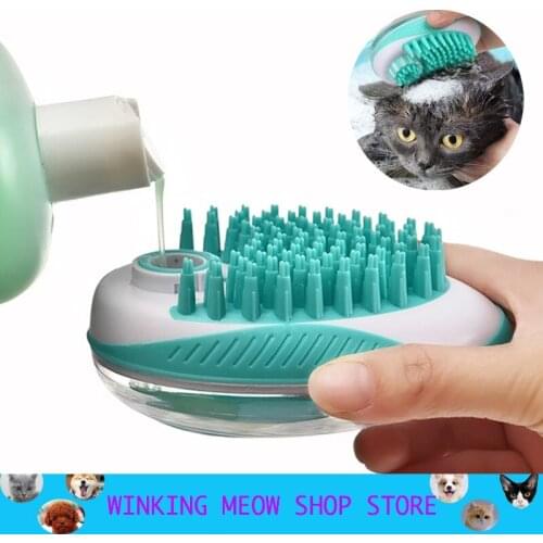 2-in-1 Pet Dog Bath Brush ABS Massage Comb Soft Silicone Dogs Cats Shower Hair Grooming Cmob Dog Cleaning Tool Pet Supplies