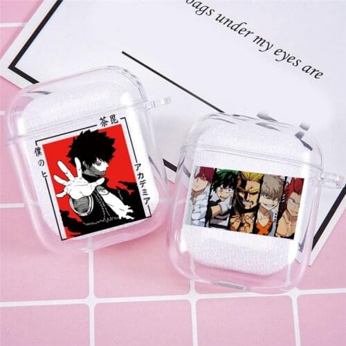 Cute Anime My Hero Academia Clear Headphone Case For Apple Airpods 1/2 Shockproof Silicone Protection Earphone Cover Accessories
