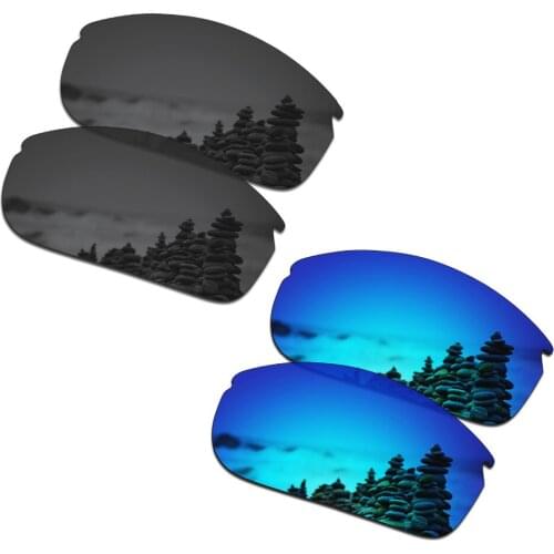 SmartVLT 2 Pairs Polarized Sunglasses Replacement Lenses for Oakley Commit SQ Stealth Black and Ice Blue
