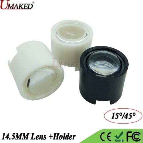 10Set 14.5MM LED lens 15 45 degree Optical semicircular led lens with bracket holder For Jewelry Counter bulb spotlights lamps