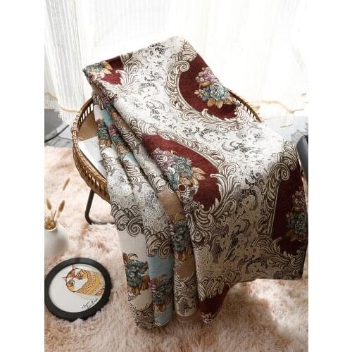 Thick jacquard European style luxury chenille sofa cushion fabric fabric non-slip cushion combination fabric sofa processing