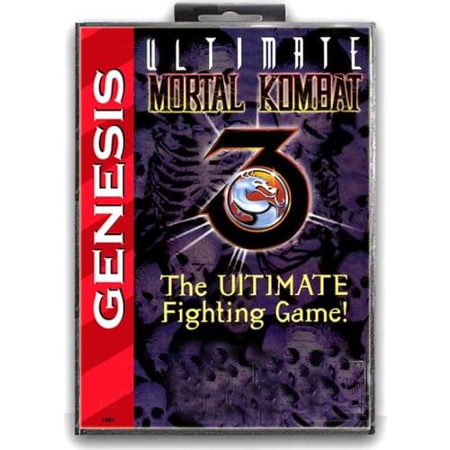 Ultimate Mortal Kombat 3 with Box for 16 bit Sega MD Game Card for Mega Drive for Genesis Video Console