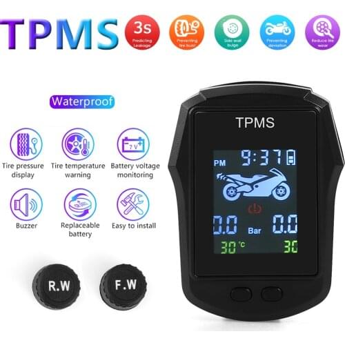 Waterproof Motorcycle TPMS Motorbike Electric Bike Tire Tyre Pressure Monitoring System with External Sensors