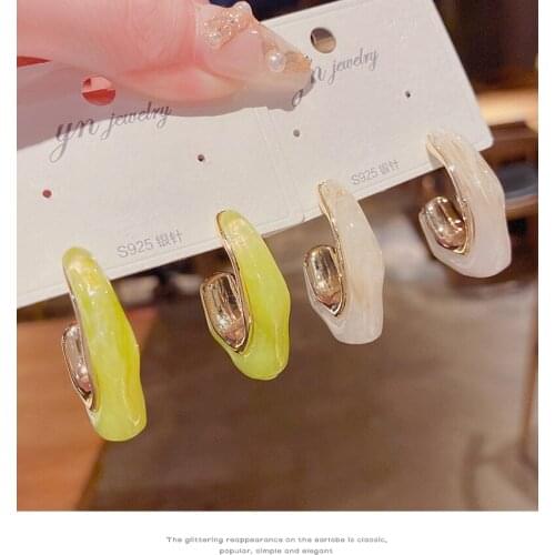 2021 Trend New Korea Summer Fresh Fruit Green C Earrings Geometric Irregular Acrylic Earrings Women Jewelry Beach Holiday Travel