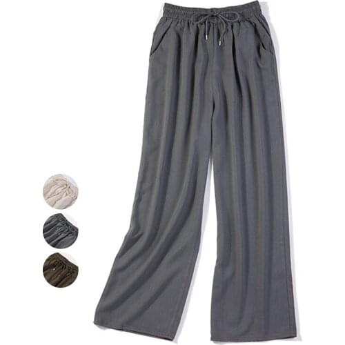Vintage Women Summer Spring Natural Silk Pants Silk Loose Style Trousers Work Wear OL Fashion Holiday wide leg multicolor Pants