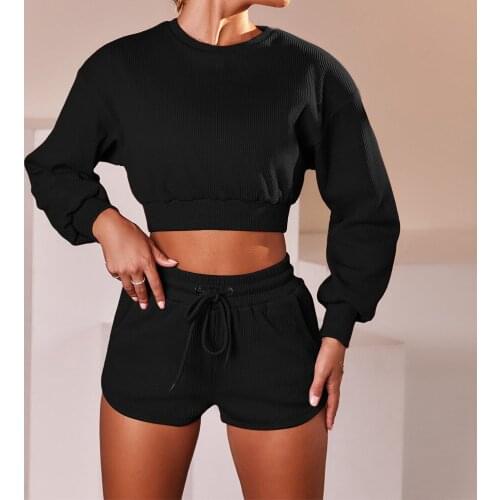 Women Casual Sport Suit Tracksuit 2 Piece Gym Workout Set For Running Shorts Female Autumn Exercise Training Set Sportwear