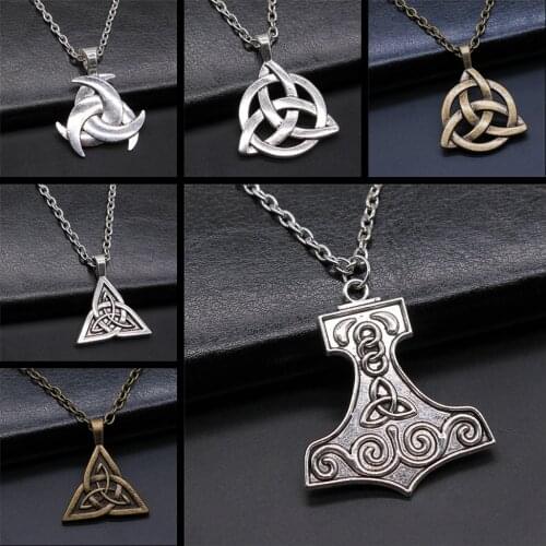 Vintage Jewelry Triquetra Trinity Knot Pendant Necklace & Pendants For Women Triquetra Symbol Lucky Amulet Necklace Gift