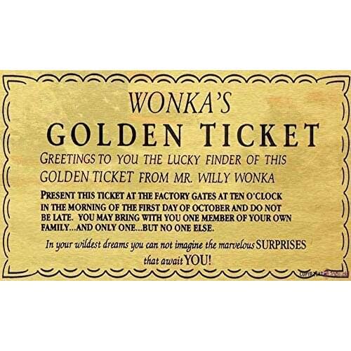 Tin Sign Willy Wonka Golden Ticket Charlie Chocolate Factory That Await You Metal Sign 8x12 inch