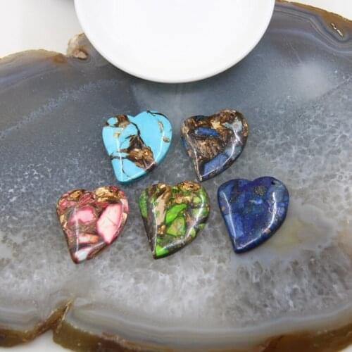 1pcs Love Heart Shape Imperial Jaspers Pendants,Top Drilled Emperor Stone Necklace DIY Jewelry Making Accessories For Woman Gift
