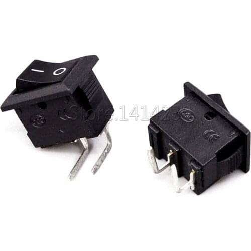 10Pcs 2Pin Curved Needle Black Rocker Switch 3A 250V 6A 125VAC KCD11 2Pin Snap-in On Off Push Button Switch 10*15mm Right Bent
