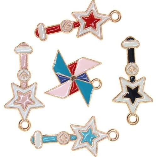 10pcs/set 28*13MM Jewelry Making Enamel Star Fairys Magic Wand Charms for Earrings Necklace Pendant Handmade DIY Jewelry Making