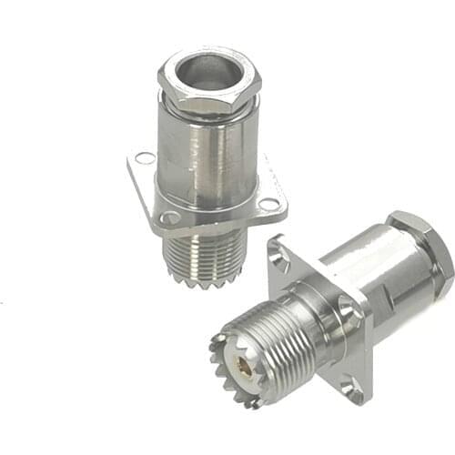 10Pcs Connector UHF SO239 Female Jack 4-Holes Flange Clamp RG8 LMR400 RF Adapter Coaxial High Quanlity