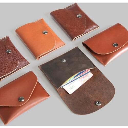 100% Genuine Cowhide Coin Purse Men Business Slim Leather Mini Coin Purse Small Key Wallet Zero Wallet Snap Headset Bags