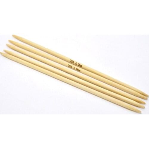 20cm Bamboo Hand Sewing Double Pointed Knitting Needle Crochet Hook Sweater knitting Needles Set ( US Size 6/4.0mm ), 5PCs/Set