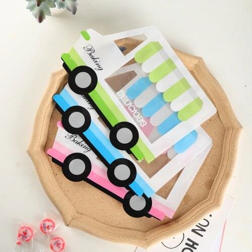 50Pcs Cartoon Bus Shape Stand-Up Baking Dessert Nougat Snowflake Crisp Cranberry Biscuit Packaging Bags