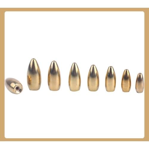 7pcs/bag Sharped Bullet Copper Weight Fast Sinking for Rig Bass Fishing Accessories fishing gear