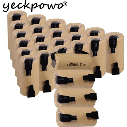 25 pcs SC batteries power tool battery SUBC rechargeable batterie 1300mah nicd 42.5mm*22mm color random