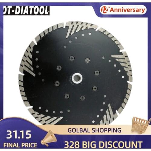 DT-DIATOOL 1pc 5/8-11 230mm/9" Hot Pressed Diamond Turbo Blade With Slant Protection Teeth Concrete Granite Marble Cutting Disc