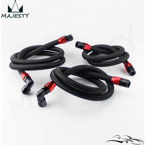 AN10 Nylon Steel 10An Engine Oil Cooler Braided Hose Filter Relocation Hose Black