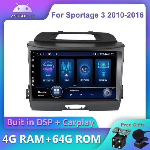 Bosion Android 10.0 DSP CarPlay Car DVD Radio Multimedia Player For Kia Sportage 3 SL 2010-2016 2 din GPS Navigation DSP IPS AHD