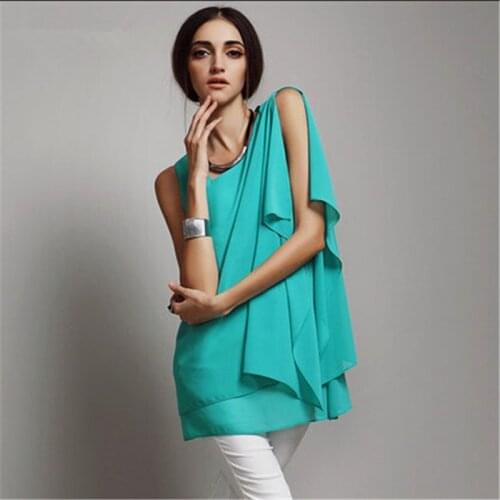 Plus size S- 5XL 6XL vestidos femininos,women casual blouse & chiffon shirts,girl brief chiffon vest tank ,asymmetrical blusas