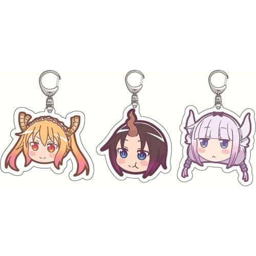 Miss Kobayashis Dragon Maid Q Version Figure Keychain Cute Kanna Kamui Elma Toru Charm Keyring Chaveiro Gift for Anime Lovers