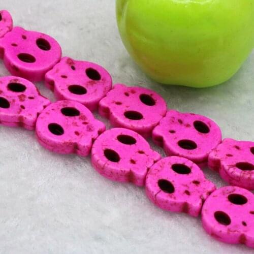 Skeleton head shape 13x15mm Rose red Turkey Stone loose beads 15" 2 piece/lot women jewelry making bracelet&necklace