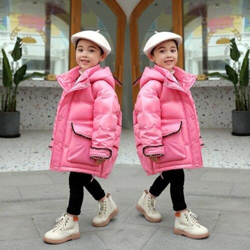 Cute Ear Russian Winter Jacket For Girls Waterproof Shiny Girls Outerwear Coat 2-10 Years Kids Teenage Girl Parka