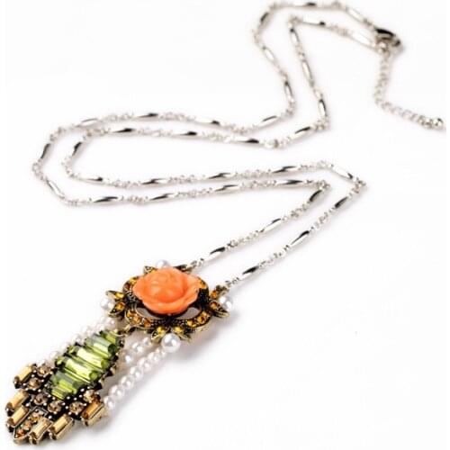 Long Style Color Flower Romania Necklace Direct Sale By 2016 Factory