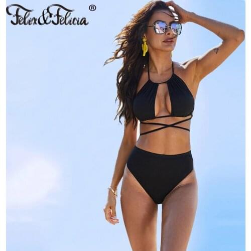 FELIX & FELICIA Sexy Bikini Set Push Up Swimsuit For Women High Waist Swimwear Strappy Two-Piece Bikinis Swimming Suit Beachwear