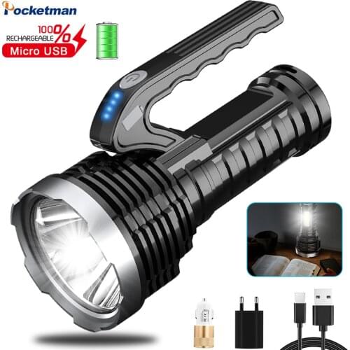 USB rechargeable flashlight with COB soft side light 4 modes Torch lantern with power display outdoor portable searchlight