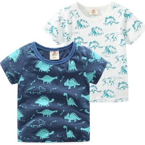 2021 Summer Fashion New 2-8 9 10 Years Baby ChildrenS Clothing Soft Cotton Little Kids Boys Short Sleeve Cartoon Dragon T Shirt