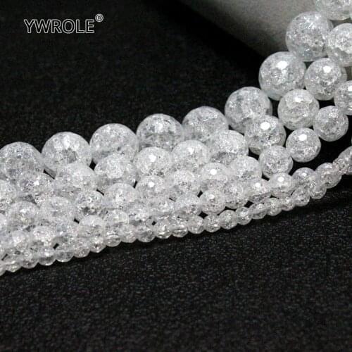 Faceted Clear White Snow Cracked Crystal Glass Stone Beads For Jewelry Making DIY Bracelet Necklace 4/6/8/10/12mm Wholesale