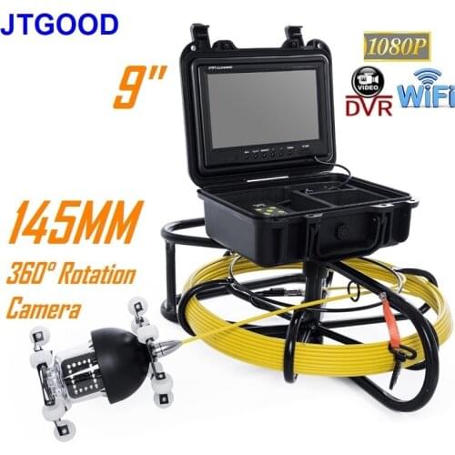 145MM 360 Degree Rotation Camera Pipe Inspection Camera 100M/150M with HD1080P WiFi DVR 16GB Sewer Drain Industrial Endoscope