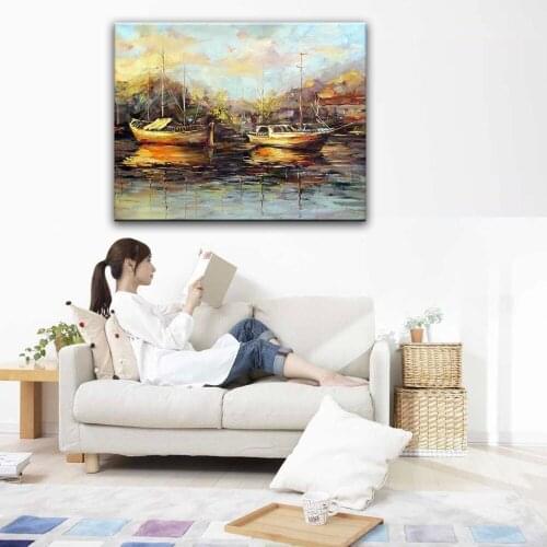 Home decor oil painting hand painted high quality landscape knife painting pictures DM1609314