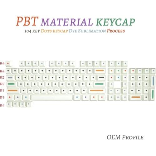 104 Keys OEM Profile Round Dots PBT Keycaps For 61/87/104 Keys Gaming Mechanical Keyboard Dye Sublimation Minimalist Keycaps