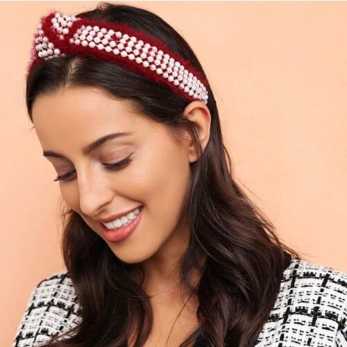 Korea Knot Pearls Headband for Women Girls Hairband Fashion New Hair Accessories Tiara Hair Loop Party Wedding Ladies Headband