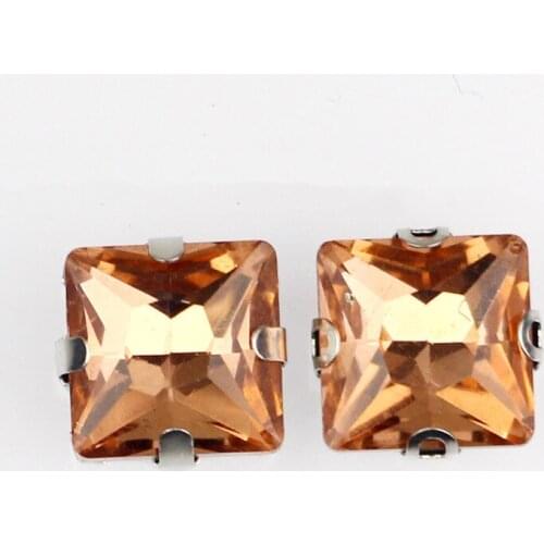 Square water red Crystal Glass Sewing Rhinestones Claw DIY Womens Shose and Wedding Dresses 20pac/piece