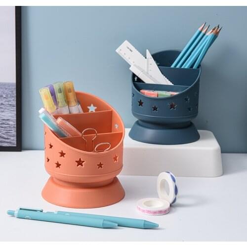 Multi-Functional Layered Pen Holder Learning Office Three Box Simple Makeup Brush Star Pen Holder Box Durable