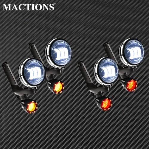 Motorcycle LED Burst Auxiliary Turn Signal Light W/ Bracket Amber/Red Lens For Harley Touring Electra Glide 97-13 FLHX Road King