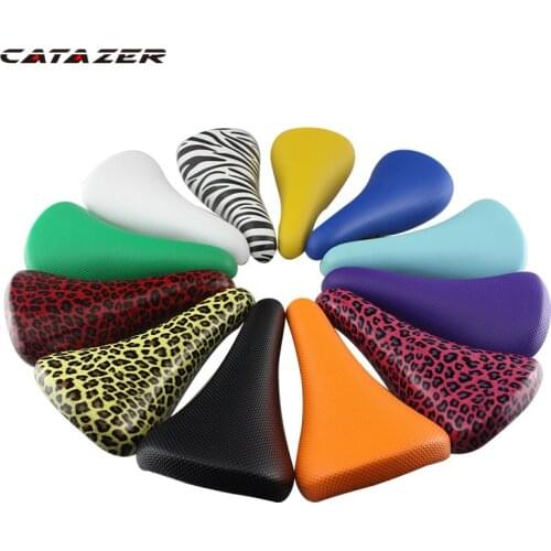 Catazer Soft Color Leopard Print Comfortable Multi-color Cushion Fixed Gear Saddle Mountain Bike Track PU Cushion