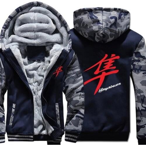 NEW Hayabusa Hoodies Winter Camouflage Sleeve Jacket Men Fleece Hayabusa Warm Fleece cotton Zipper Coat Male Tracksuit