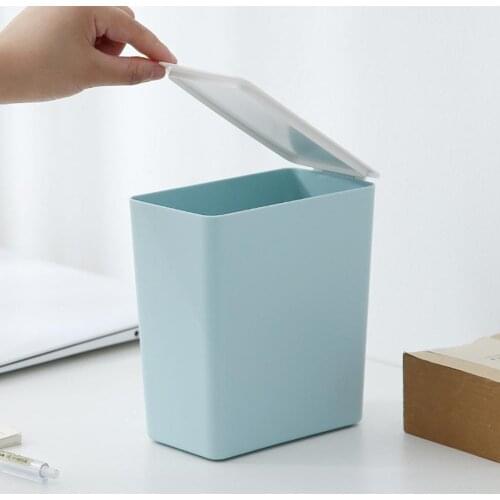 Mini Solid Color Desktop Waste Bins Dustbin Trash Can Kitchen Storage Bucket Rubbish Holder Bin Storage Organizer Home Decor