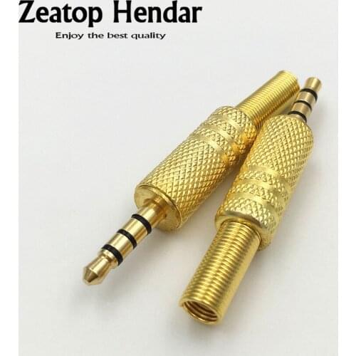 10Pcs Gold Plated 3.5mm 4 Pole Male Headphone Jack Plug Audio Video AV Adapter Connector with Spring