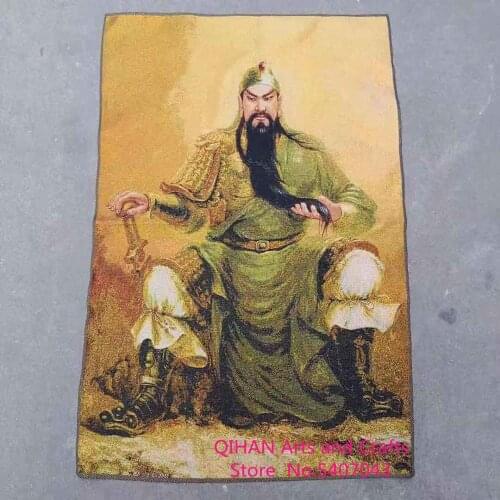 Guan yu guan yun chang guan gong guan gong wu the god of wealth guan shengdi thangka tapestry gold silk cotton embroidery cotton