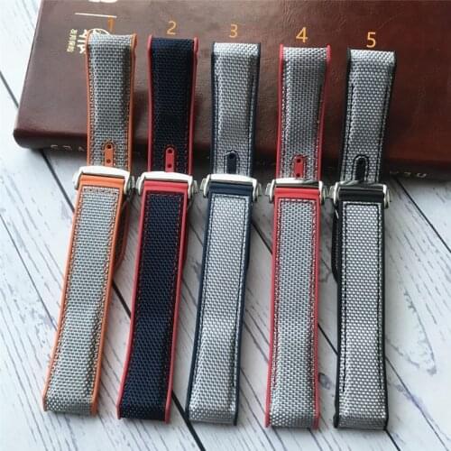 20mm 22mm Black Blue Orange Red fabric Nylon Rubber Watch band Buckle Watchbands For Omega strap Seamaster Ocean tools