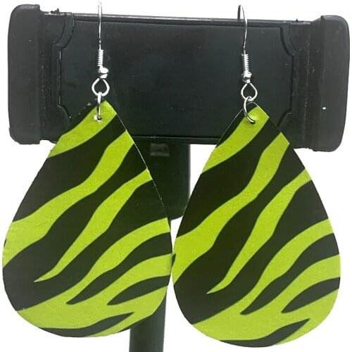 Zebra Print Earrings Wholesale Faux leather Teardrop Earrings Pu Earrings Wholesale We Are Now In Stock