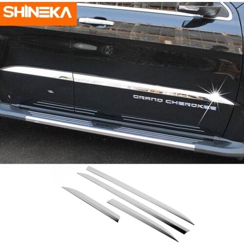 SHINEKA For Jeep Grand Cherokee 2014+ Chrome Car Body Door Side Antifriction Trim Sticker Accessories For Jeep Grand Cherokee