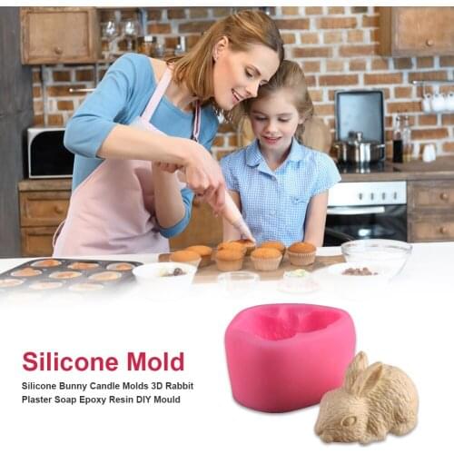 Silicone Bunny Candle Molds 3D Rabbit Plaster Soap Epoxy Resin DIY Stencil Mould Cake Fondant Dessert Baking Tray Pastry Tools